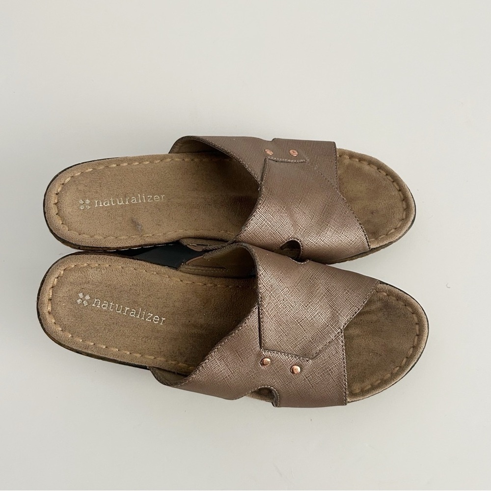Naturalizer Metallic Brown Slide Sandals - Picture 3 of 6